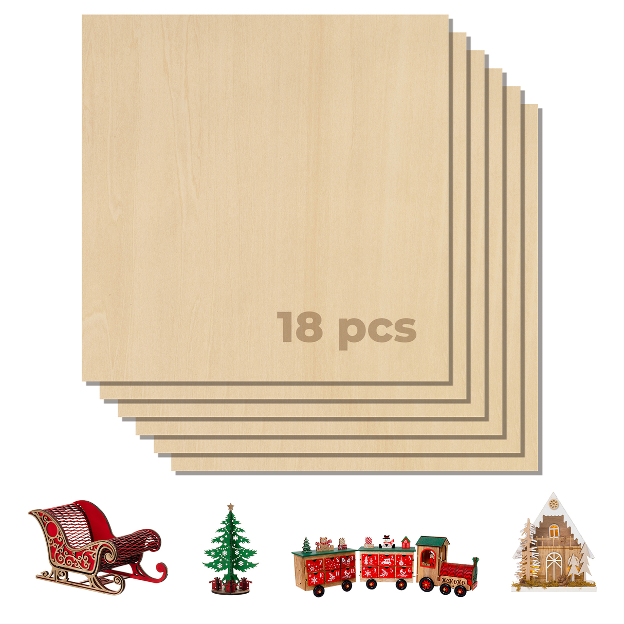 Planchettes en bois contreplaqué 335x335x3mm (De 18pcs à 30 pcs)