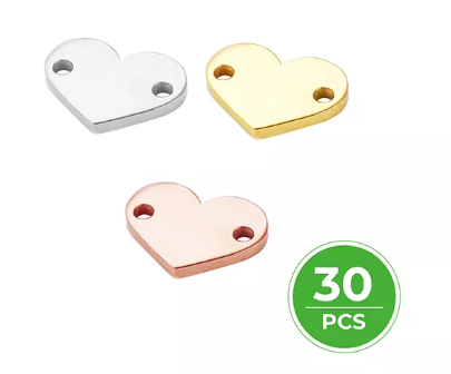 Pendentifs à Graver en Metal Doré, Argenté et Rose Doré (Lot de 30 pcs)