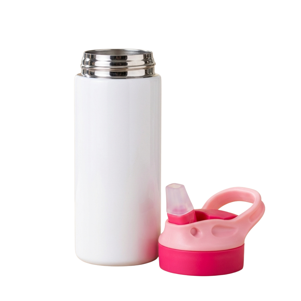 Gourde Isotherme Sublimable 350 ml en Inox – Rose avec Paille – Double Paroi | Sodibur