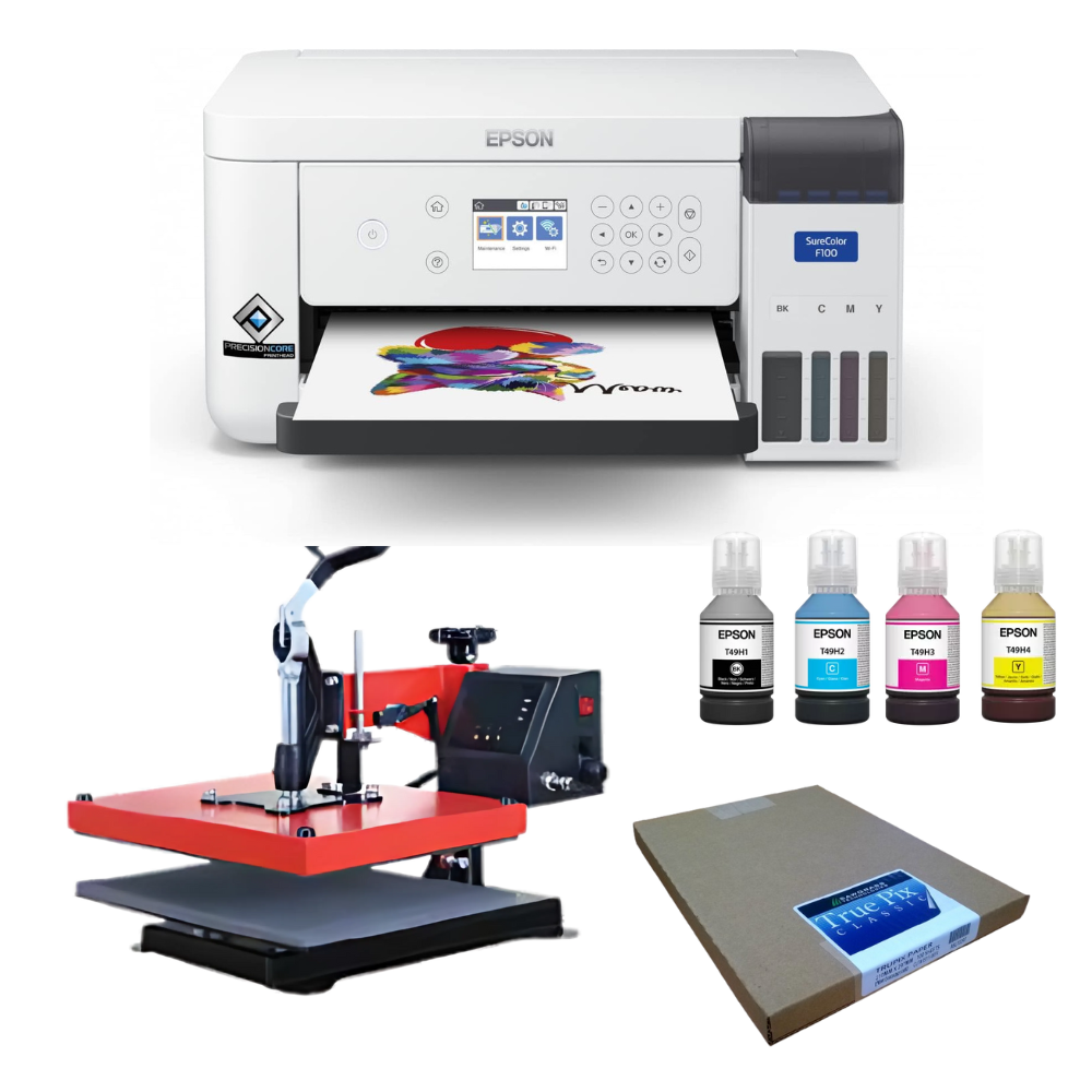 Kit de Sublimation Imprimante EPSON SC-F100 + Presse TS-100 + 100 Feuilles + 4 cartouches