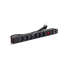 Bandeau d'alimentation 19" 1U 8 sorties francaises avec un interrupteur, prise française
