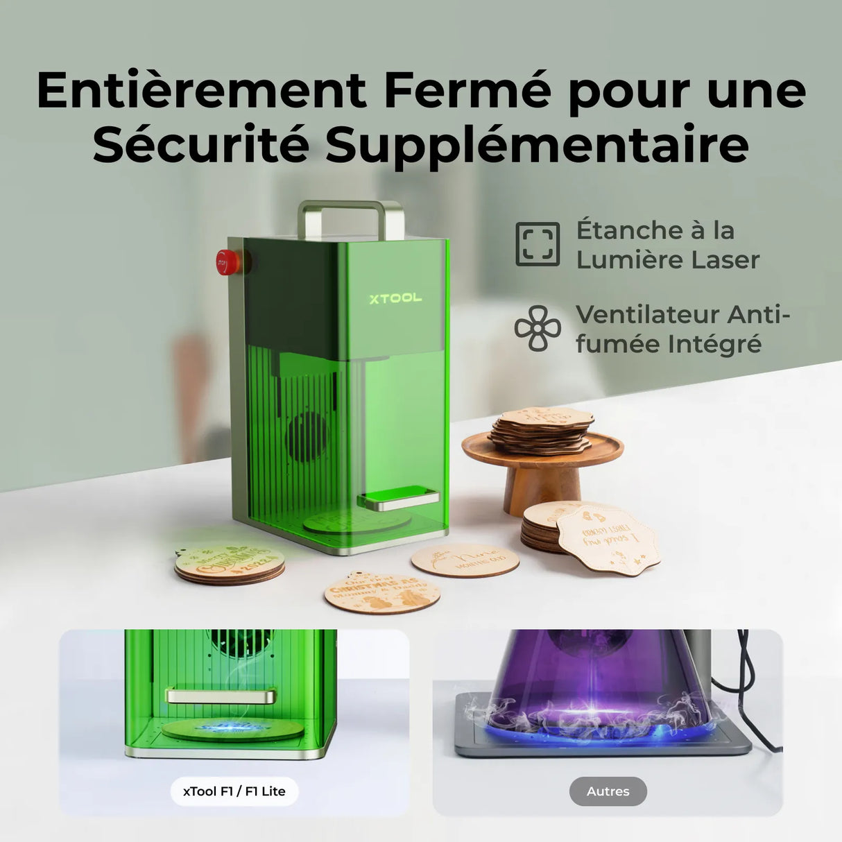 Xtool F1 - Graveur Laser Portable à Diode 10W + LR 2W et Haute Vitesse