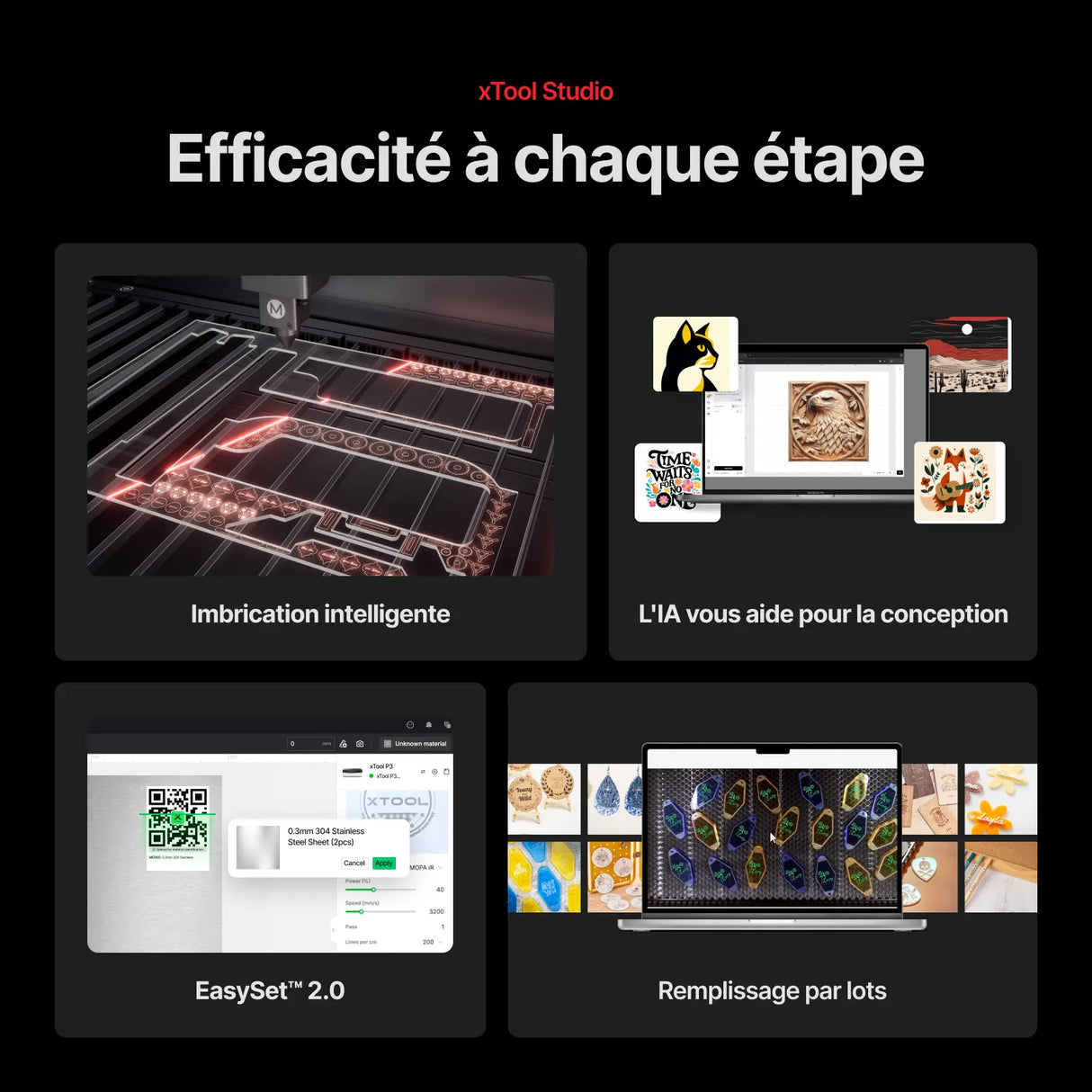 xTool P3 – Découpeur laser CO2 80 W avec Automatisation Intelligente