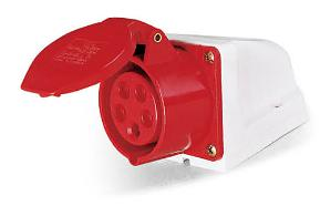 Female & male red three-phase industrial socket