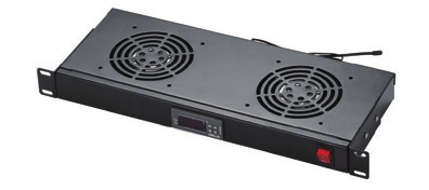 Double ventilateur avec contrôle de la température, 1U avec prise française