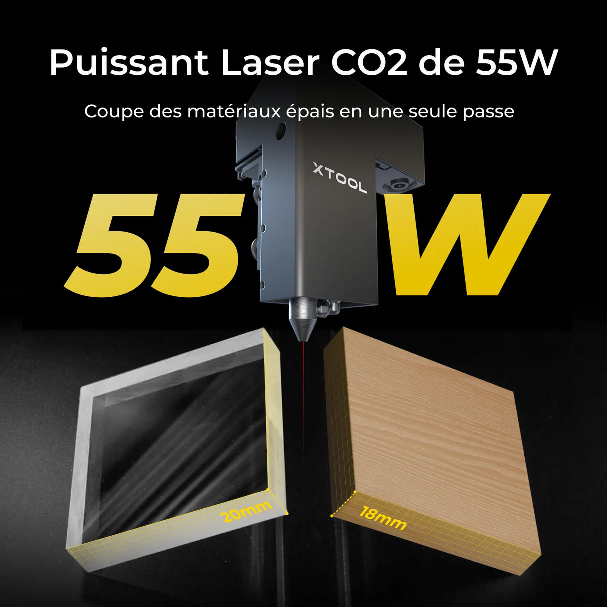 Xtool P2 Serie S - Découpeur Laser CO2 de Bureau Polyvalent et Intelligent - 55W