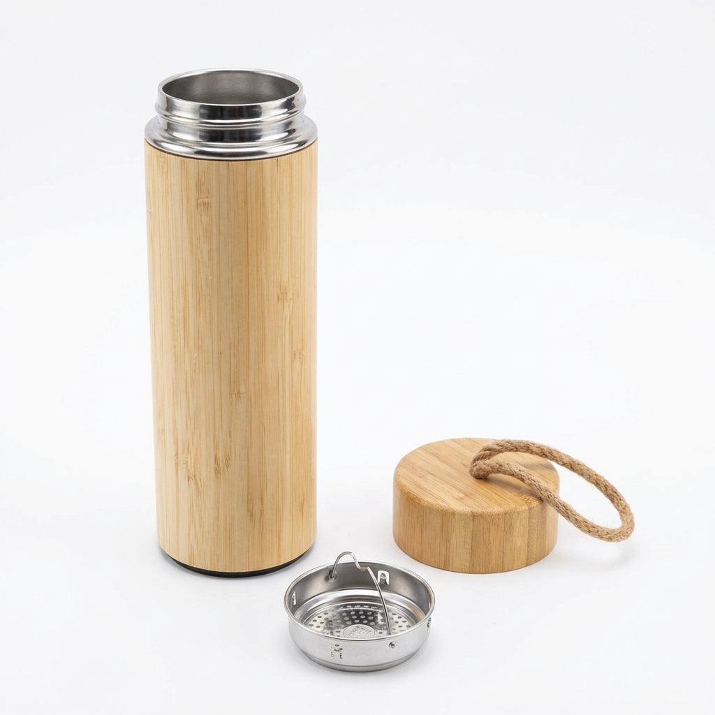 Gourde avec filtre à thé bamboo 450 ml à graver