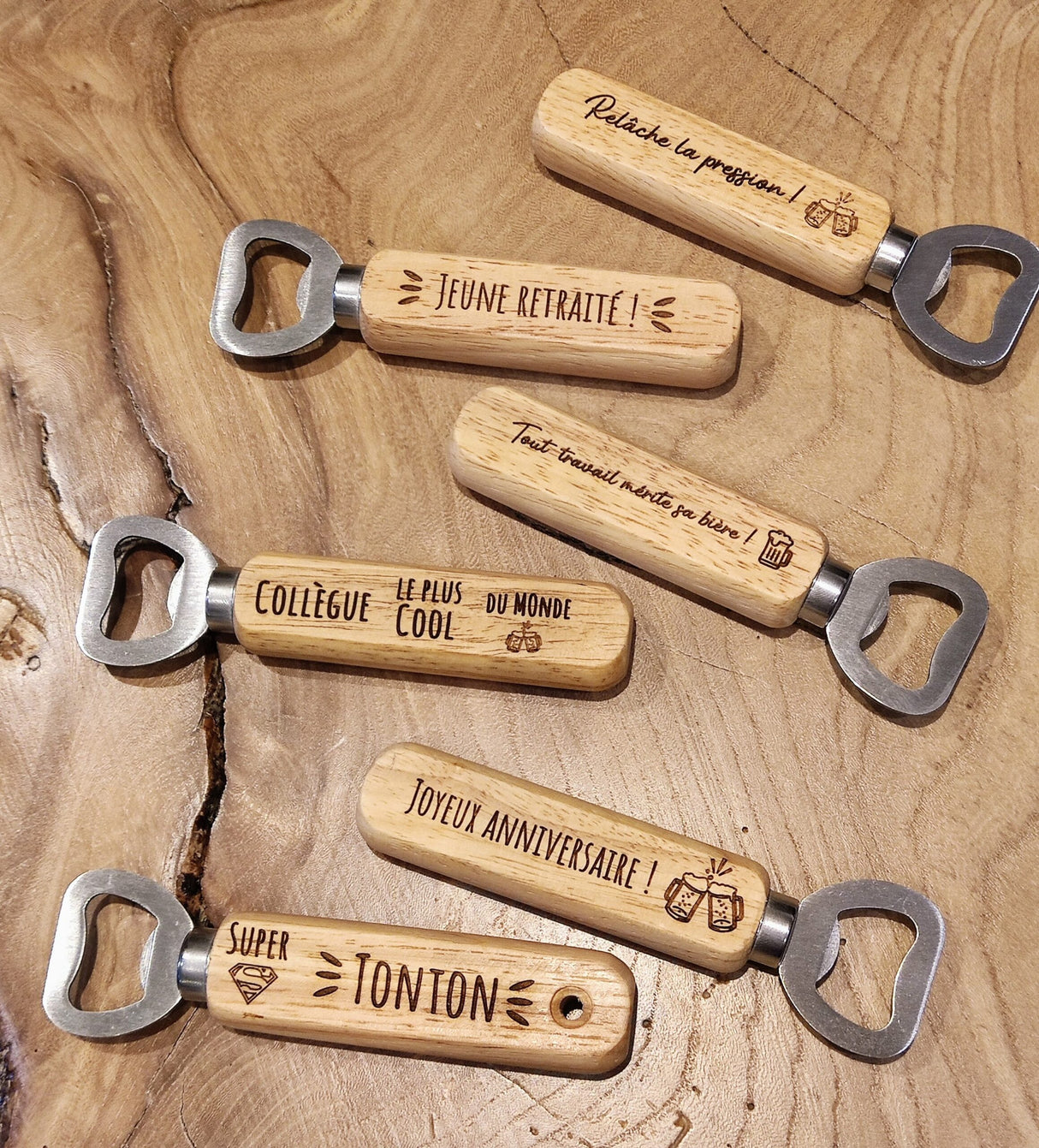 Décapsuleur simple en bois à graver