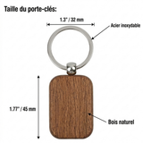 Porte-Clés Ovale Large en Bois – Personnalisable par Gravure Laser | Sodibur