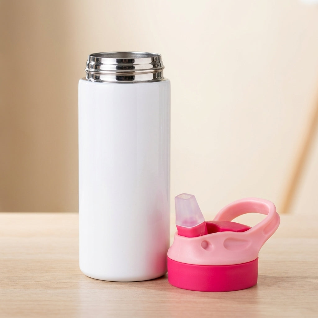 Gourde Isotherme Sublimable 350 ml en Inox – Rose avec Paille – Double Paroi | Sodibur