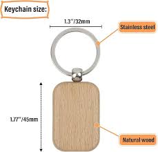 Porte-clés Ovale large en bois à graver