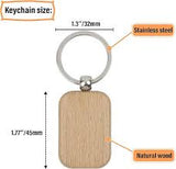 Porte-clés Ovale large en bois à graver