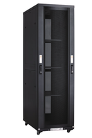 Rack serie Alto - 600x600x42U two doors black metal, 3 shelves, 2 ventilators, french plug